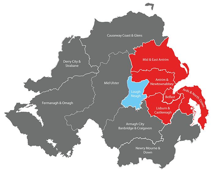 Belfast Works Connect Council areas we cover Map